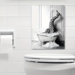 Giraffe Bathtub Canvas Poster Wall Picture Bathroom Decor