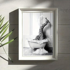 Giraffe Bathtub Canvas Poster Wall Picture Bathroom Decor