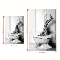Giraffe Bathtub Canvas Poster Wall Picture Bathroom Decor