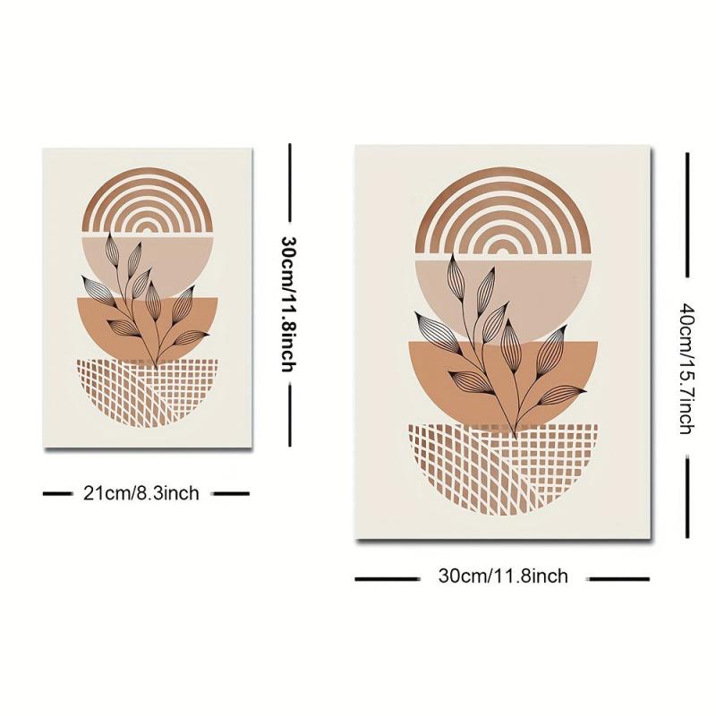 6pcs Boho Abstract Art Canvas Paintings Line Drawing Woman Plant Leaf Posters