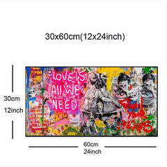 Street Graffiti Poster Love Is All We Need Canvas Art Print