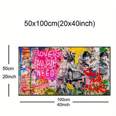 Street Graffiti Poster Love Is All We Need Canvas Art Print