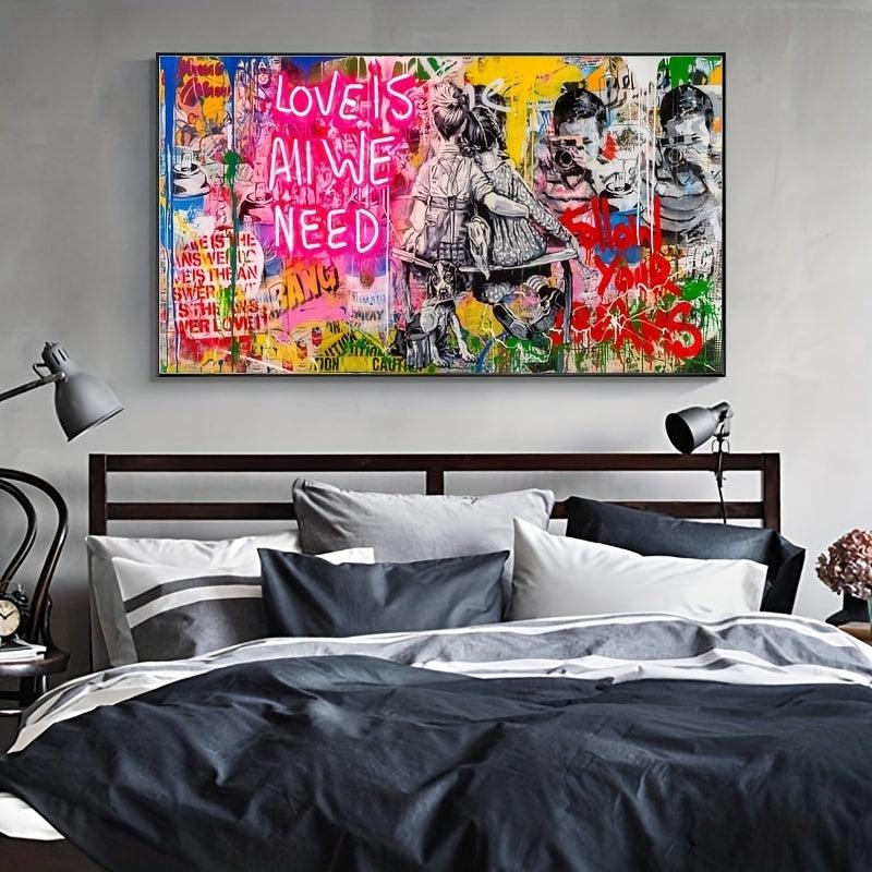 Street Graffiti Poster Love Is All We Need Canvas Art Print