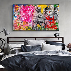 Street Graffiti Poster Love Is All We Need Canvas Art Print