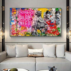 Street Graffiti Poster Love Is All We Need Canvas Art Print