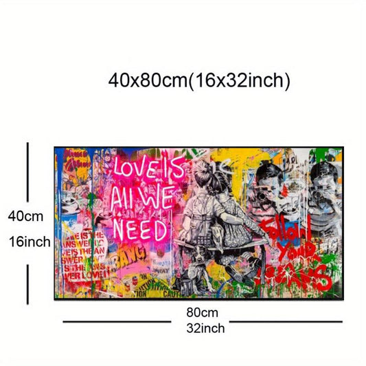 Street Graffiti Poster Love Is All We Need Canvas Art Print