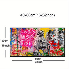 Street Graffiti Poster Love Is All We Need Canvas Art Print