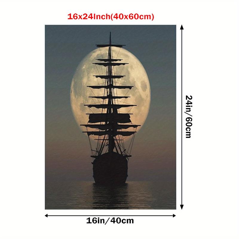 Vintage Pirate At Sea Posters Sailboat Waves Painting Wall Pictures
