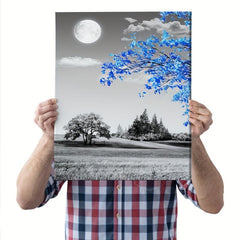3pcs Abstract Gray Background & Leaf Canvas Paintings
