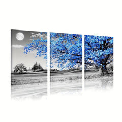 3pcs Abstract Gray Background & Leaf Canvas Paintings