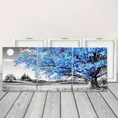 3pcs Abstract Gray Background & Leaf Canvas Paintings