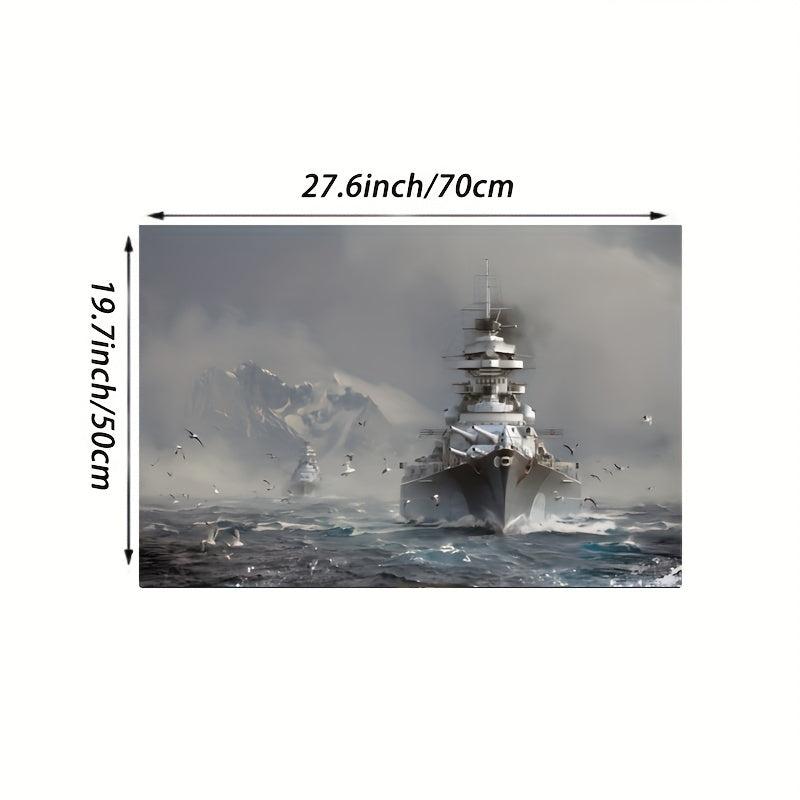 Art Canvas Painting Bismarck Class Battleship On Canvas Wall Art