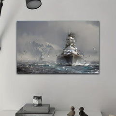 Art Canvas Painting Bismarck Class Battleship On Canvas Wall Art