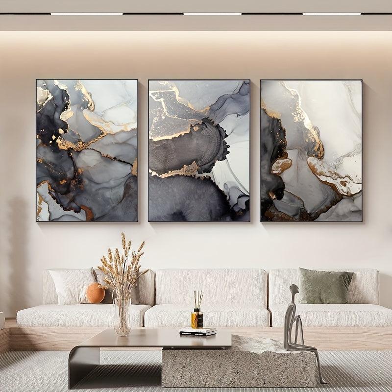 3pcs Gray Marble Canvas Art Posters for Home Decor