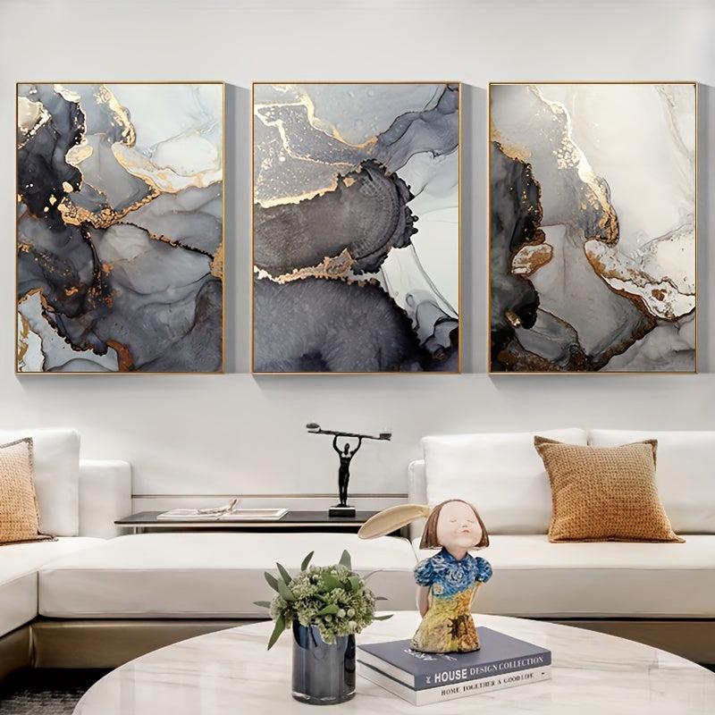 3pcs Gray Marble Canvas Art Posters for Home Decor
