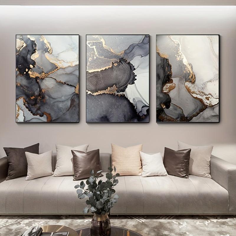 3pcs Gray Marble Canvas Art Posters for Home Decor