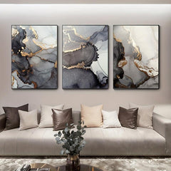 3pcs Gray Marble Canvas Art Posters for Home Decor