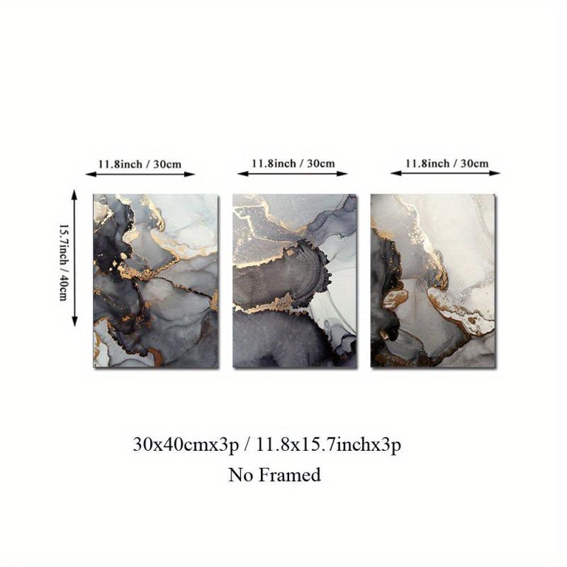 3pcs Gray Marble Canvas Art Posters for Home Decor
