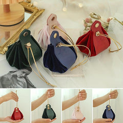 Drawstring PU Leather & Velvet Gift Bag Wedding Candy Favor Boxes
