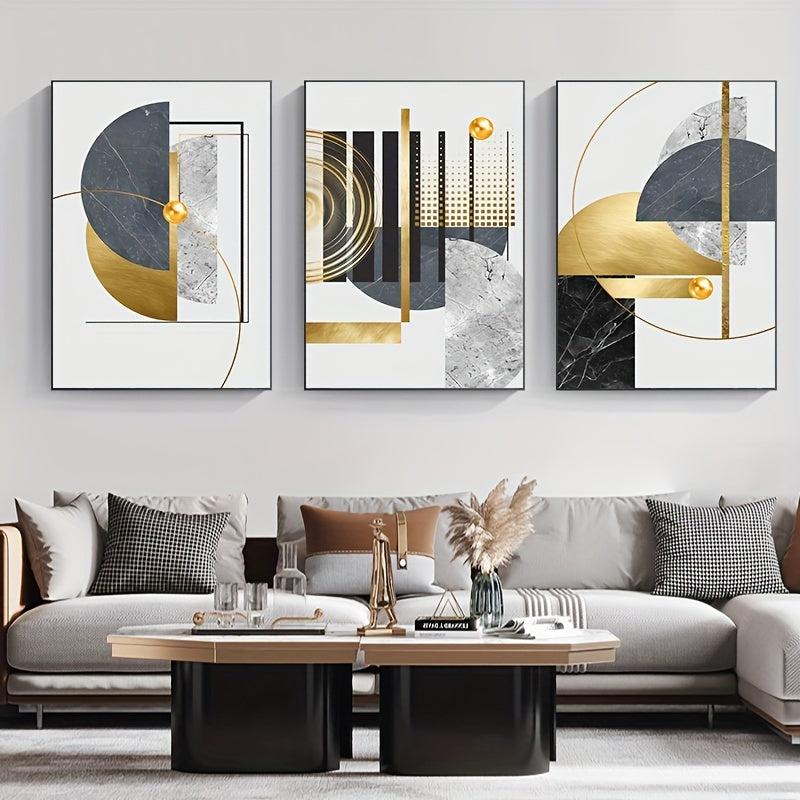 3pcs Set Modern Golden Marble Abstract Painting