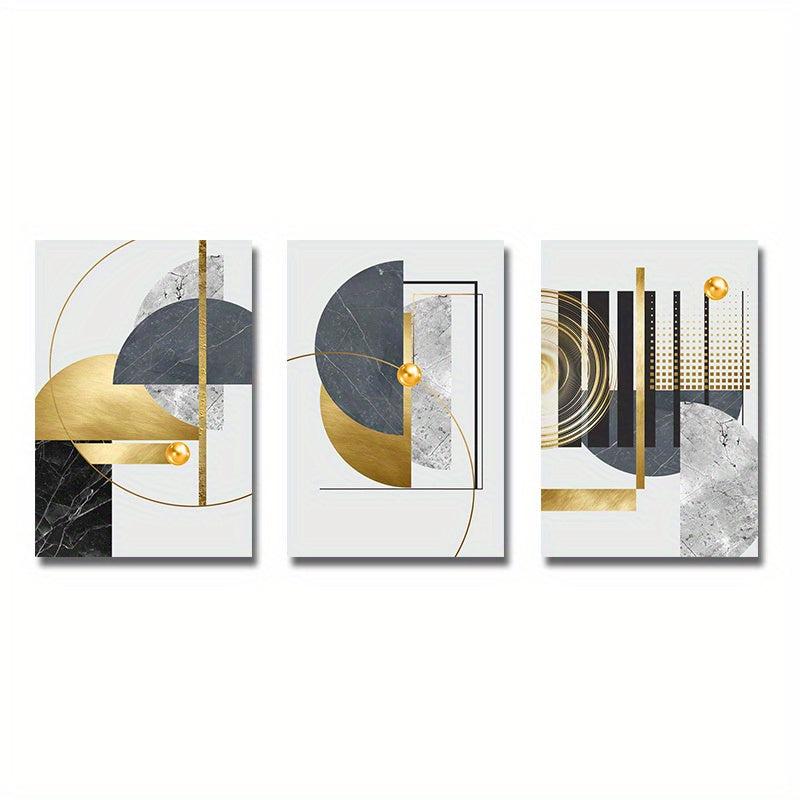 3pcs Set Modern Golden Marble Abstract Painting