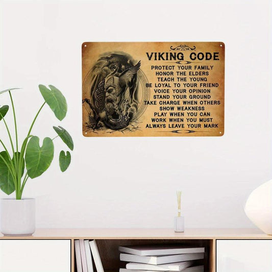 Vintage Viking Code Wall Decor Tin Sign