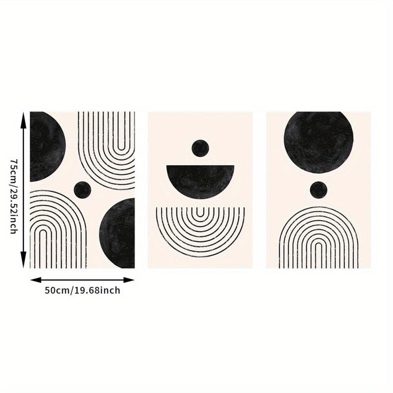 3pcs Minimalism & Geometric Line Canvas Paintings Beige Art