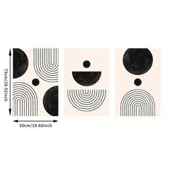 3pcs Minimalism & Geometric Line Canvas Paintings Beige Art