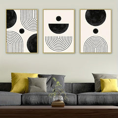 3pcs Minimalism & Geometric Line Canvas Paintings Beige Art
