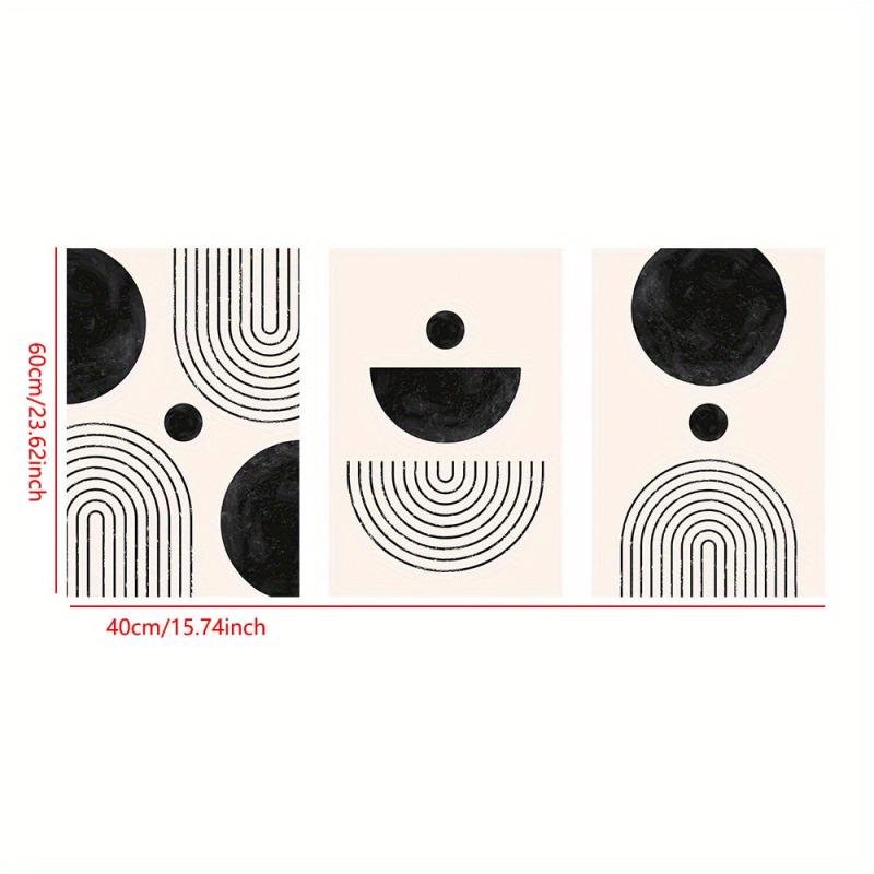 3pcs Minimalism & Geometric Line Canvas Paintings Beige Art