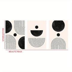 3pcs Minimalism & Geometric Line Canvas Paintings Beige Art