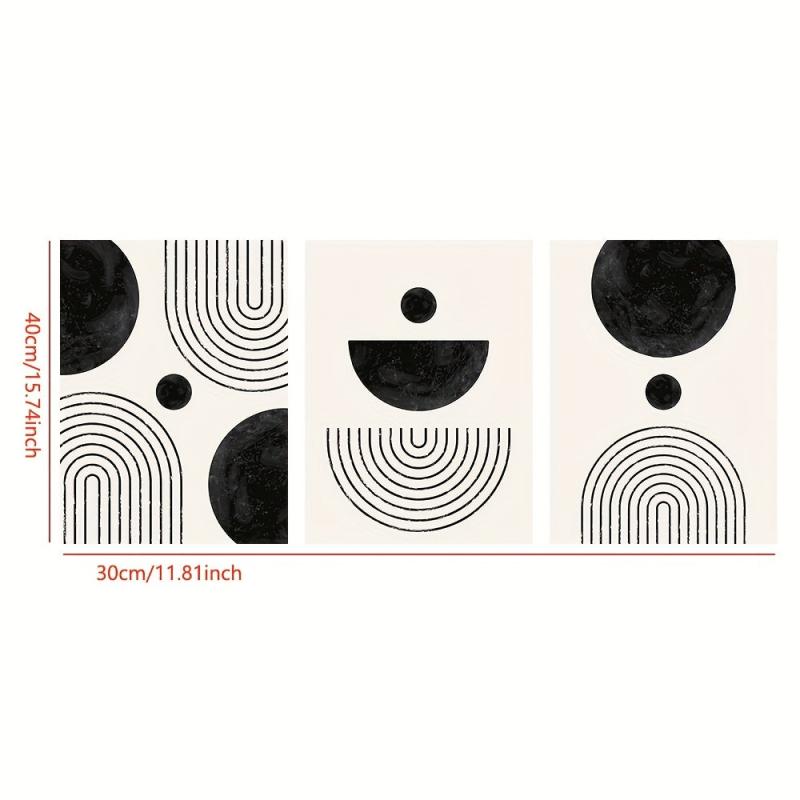 3pcs Minimalism & Geometric Line Canvas Paintings Beige Art