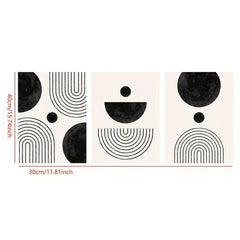 3pcs Minimalism & Geometric Line Canvas Paintings Beige Art
