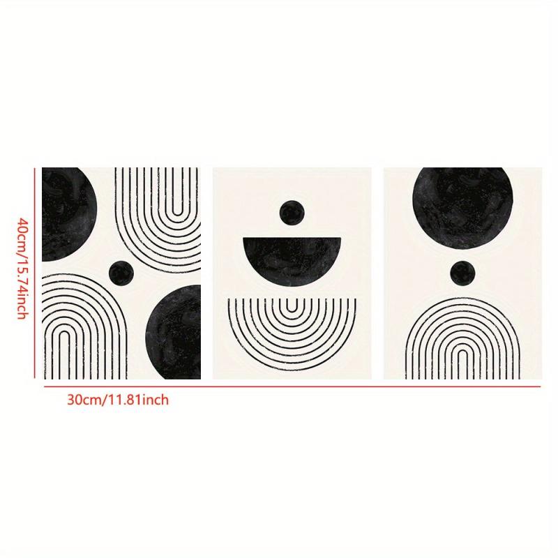 3pcs Minimalism & Geometric Line Canvas Paintings Beige Art