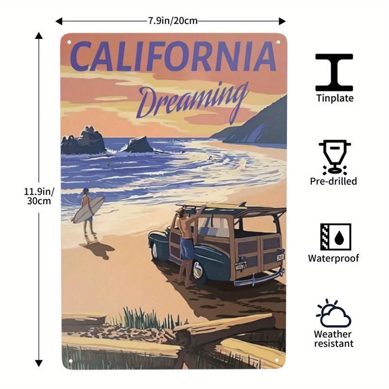 Beach Life California Dreaming Vintage Tin Sign 20x30cm