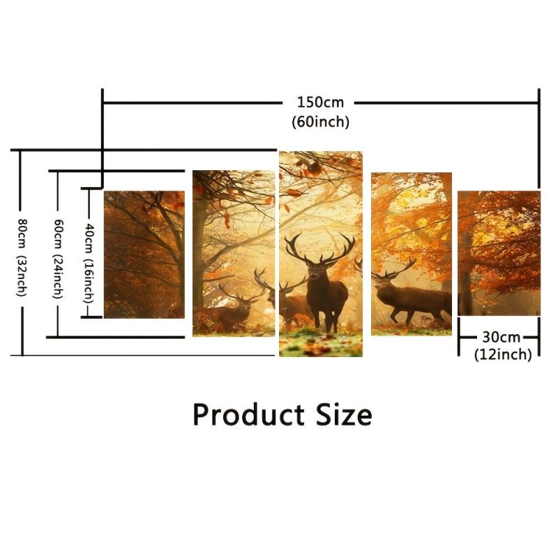 5pcs Set HD Printed Animals Elk Canvas Painting On the Wall Art Home Decor