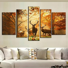 5pcs Set HD Printed Animals Elk Canvas Painting On the Wall Art Home Decor
