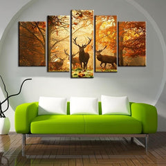 5pcs Set HD Printed Animals Elk Canvas Painting On the Wall Art Home Decor