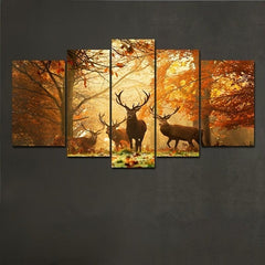 5pcs Set HD Printed Animals Elk Canvas Painting On the Wall Art Home Decor