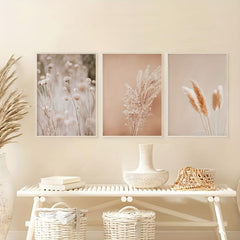 3pcs Plants Wall Poster Canvas Painting Grasses Art for Living Room