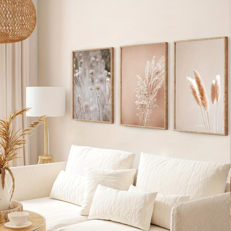 3pcs Plants Wall Poster Canvas Painting Grasses Art for Living Room