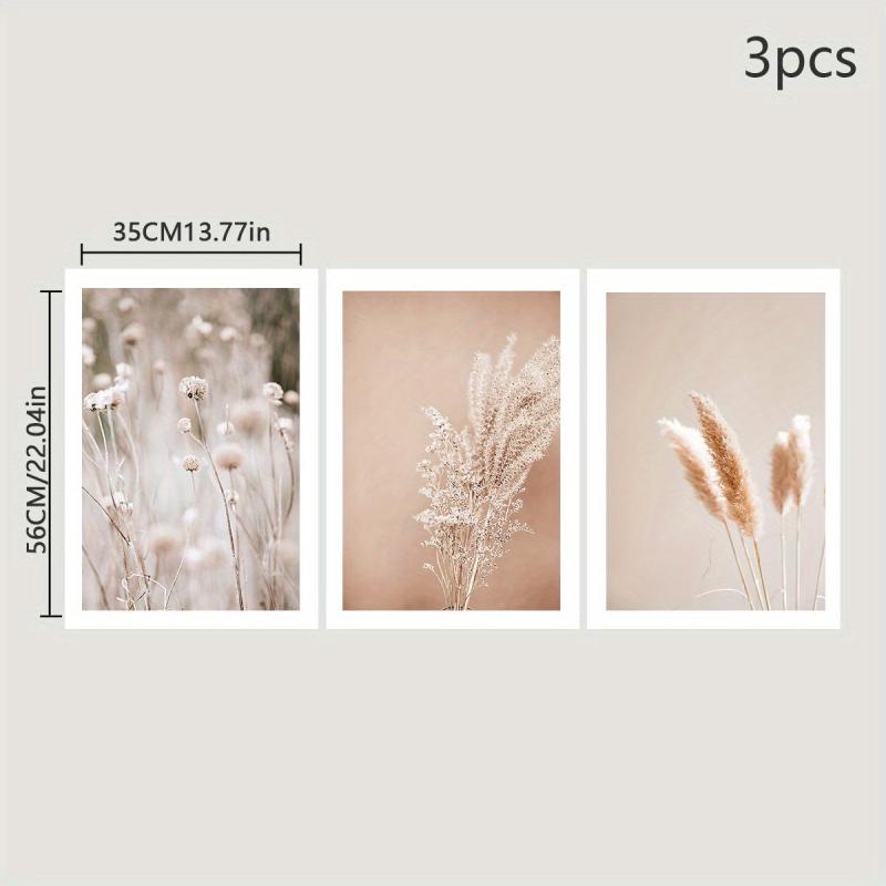 3pcs Plants Wall Poster Canvas Painting Grasses Art for Living Room