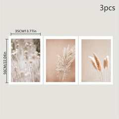 3pcs Plants Wall Poster Canvas Painting Grasses Art for Living Room