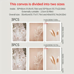 3pcs Plants Wall Poster Canvas Painting Grasses Art for Living Room