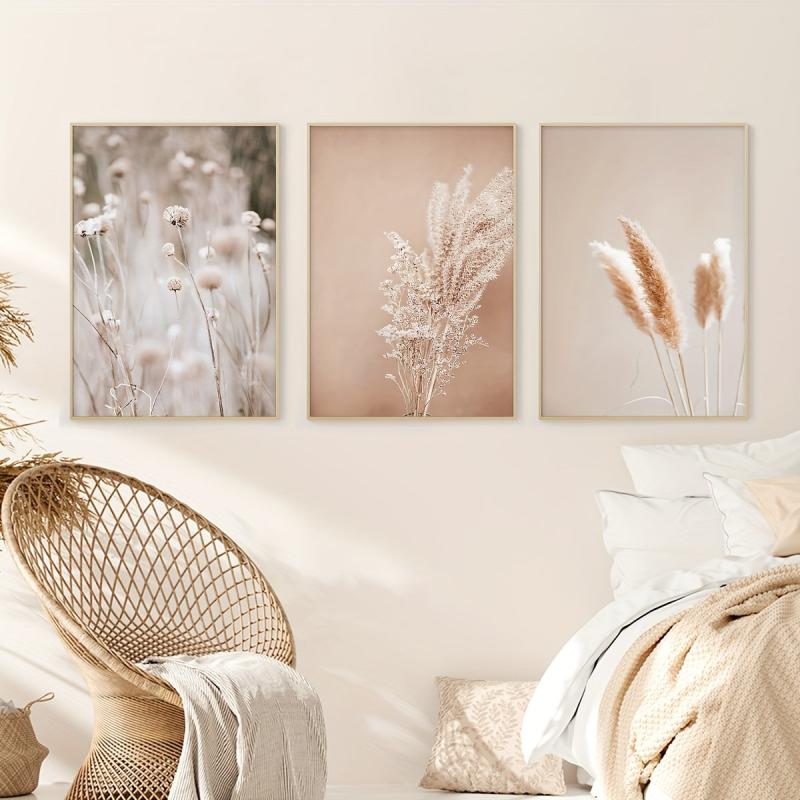 3pcs Plants Wall Poster Canvas Painting Grasses Art for Living Room