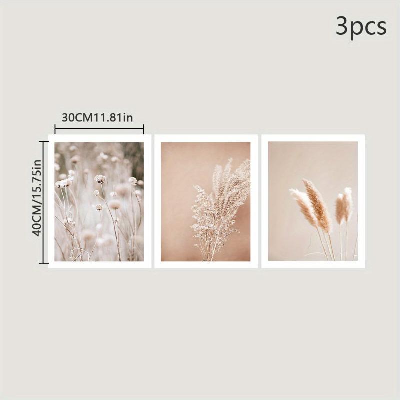3pcs Plants Wall Poster Canvas Painting Grasses Art for Living Room