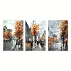 3pcs Landscape Canvas Paintings Contemporary Minimalism Paris Street Trees