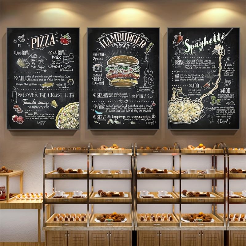 Retro Fast Food Bread Posters for Restaurant Home Bar Cafe Kitchen