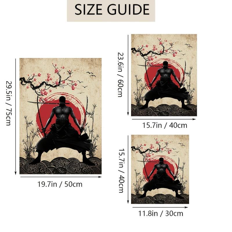 Vintage Cartoon Poster Japanese Warrior Canvas Painting