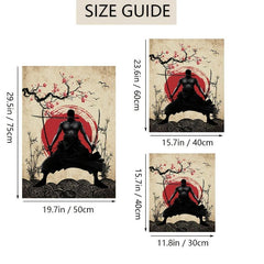 Vintage Cartoon Poster Japanese Warrior Canvas Painting